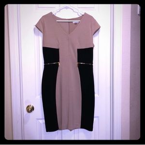 Beautiful Black and Tan dress with gold zippers